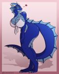  absurd_res adana: anthro big_breasts bikini blue_body blue_fur breasts clothing dragon eirianisafish feet female fur hand_on_face hand_on_leg hi_res looking_at_viewer solo swimwear 