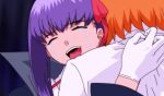  2girls bb_(fate)_(all) bb_(swimsuit_mooncancer)_(fate) closed_eyes commentary_request crying derivative_work end_of_evangelion fate/grand_order fate_(series) fujimaru_ritsuka_(female) gloves hair_ribbon highres hug multiple_girls neon_genesis_evangelion open_mouth orange_hair popped_collar purple_hair red_ribbon rei_(rei_rr) ribbon screencap_redraw smile streaming_tears tears white_gloves 