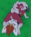  2d_animation animated cinderace duo face_fucking frame_by_frame genitals glowing glowing_eyes grass kauli lycanroc male male/male midnight_lycanroc nintendo outside penis plant pok&eacute;mon pok&eacute;mon_(species) toothy_grin video_games 