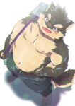  anthro belly canid canine canis domestic_dog halu_1129 hi_res katana male mammal melee_weapon moritaka musclegut navel nipples pecs scar shirtless solo sword tokyo_afterschool_summoners video_games weapon 