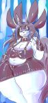  absurd_res anthro blep breasts cleavage clothed clothing female hi_res kiseff navel nipple_outline pudgy_belly solo thick_thighs tight_clothing tongue tongue_out white_body 