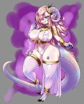  absurd_res animal_humanoid big_breasts breasts cleavage clothed clothing crown dragon dragon_humanoid female hi_res humanoid nipple_outline purple_body purple_scales scales solo the_lost_artist wide_hips 