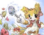  anthro black_nose blush brown_body brown_fur canid canine canis clothed clothing digital_media_(artwork) domestic_dog fish fur kemono low_res mammal marine multicolored_body multicolored_fur oekaki thumbnail two_tone_body two_tone_fur utsuki_maito water white_body white_fur 