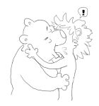  ! 2014 anthro belly duo eyes_closed felid humanoid_hands kissing lion male mammal monochrome osos pantherine simple_background slightly_chubby ursid white_background 