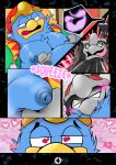  &lt;3 &lt;3_eyes 2021 absurd_res anthro avian bedroom bird bite blue_nipples blush bodily_fluids clothed clothing disembodied_hand duo el_booki handwear hat headgear headwear heart_background hi_res king_dedede kirby_(series) licking licking_lips male male/male mittens moob_grab moobs narrowed_eyes naughty_face neck_bite nightgown nintendo nipples overweight overweight_male partially_clothed penguin robe saliva saliva_on_tongue shadow_dedede tongue tongue_out video_games 