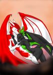  absurd_res anthro breast_squish breasts butt cuddling dragon duo embrace eyes_closed female fur green_body green_scales hi_res hybrid kaya_(knockedoutdragon) male male/female red_body red_fur rotip scales scalie sergal simple_background spread_wings squish surik334 western_dragon wings 