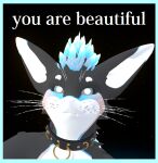  anthro blue_border border collar eiki_(~fluffy~) male profile_picture rexouium smiling_at_viewer solo space text vrchat 