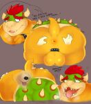  2021 absurd_res anal anthro big_butt black_nose bodily_fluids bowser butt english_text hi_res humanoid_hands koopa loafbeaw male mario_bros nintendo oral overweight overweight_male rimming scalie sex simple_background solo_focus sweat text tongue video_games 