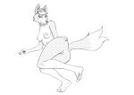  2021 animal_crossing anthro anus audie_(animal_crossing) black_and_white breasts butt canid canine canis eyewear eyewear_on_head eyewear_only feet female full-length_portrait genitals hand_on_butt humanoid_feet line_art looking_at_viewer mammal monochrome nintendo nipples nude portrait presenting presenting_pussy pussy sabrotiger screentone solo spread_butt spreading sunglasses sunglasses_on_head sunglasses_only video_games wolf 