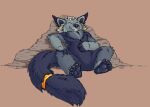  anthro binturong blue_body blue_fur blue_hands blue_pawpads blue_paws blue_skin boulder chubby_anthro chubby_male digital_media_(artwork) feet fluffy fluffy_chest fluffy_ears fluffy_tail fur hindpaw jewelry long_tail male mammal pawpads paws reggie_(bigbear9) relaxation relaxing rock short_male slightly_chubby softailfox solo tail_jewelry tail_ring viverrid 