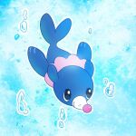  air_bubble black_eyes bubble closed_mouth commentary_request full_body gen_7_pokemon no_humans outline pokemon pokemon_(creature) popplio punico_(punico_poke) smile solo starter_pokemon swimming underwater 