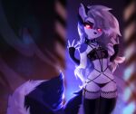  anthro canid canid_demon canine canis clothed clothing collar demon fardros female hellhound helluva_boss hi_res loona_(vivzmind) mammal partially_clothed pose solo wolf 