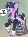  2018 accessory bangs blunt_bangs bottomwear bow clothing cosplay equid equine female footwear friendship_is_magic grey_background grey_eyes hair hair_accessory hair_bow hair_ribbon horn horse legwear mammal moyamoya_kuroi multicolored_hair my_little_pony pattern_clothing pattern_legwear pink_hair pony pupils purple_body purple_hair ribbons shoes simple_background skirt smile solo speech_bubble stocking_(pswg) striped_clothing striped_legwear stripes twilight_sparkle_(mlp) two_tone_hair white_pupils winged_unicorn wings 