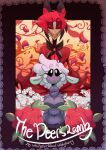  alastor_(hazbin_hotel) anthro black_hair bovid breasts caprine cervid clothed clothing comic cover demon detailed_background duo fangs female hair hazbin_hotel hi_res humanoid male mammal multicolored_hair open_mouth open_smile purple_body red_eyes red_hair sheep sheep_demon_(hazbin_hotel) smile text two_tone_hair white_hair whiteartblood 