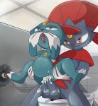  absurd_res anthro balls bathroom being_watched bodily_fluids cum cum_in_pussy cum_inflation cum_inside duo female genital_fluids genitals glory_hole hi_res inflation legs_in_air looking_at_another looking_pleasured male male/female nintendo penetration penis pok&eacute;mon pok&eacute;mon_(species) public public_restroom restroom_stall sneasel spread_legs spreading video_games voyeur weavile zody300 