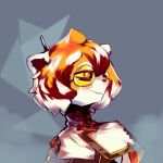  absurd_res amber_eyes anthro arknights black_body black_nose blush bust_portrait clothing eyewear felid female fur glasses hair hi_res hypergryph mammal multicolored_body multicolored_fur multicolored_hair orange_body orange_fur orange_hair pantherine portrait smile solo stercore_murum studio_montagne tiger video_games waaifu_(arknights) white_body white_fur white_hair 