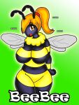  antennae_(anatomy) anthro arthropod bee big_breasts breasts curvy_figure female hi_res hymenopteran insect insect_wings multicolored_body neck_tuft slightly_chubby smile snizard solo thick_thighs tuft wide_hips wings 