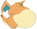  ambiguous_gender anthro belly big_belly charizard claws dragon hi_res membrane_(anatomy) membranous_wings moobs morbidly_obese morbidly_obese_ambiguous nintendo obese obese_ambiguous overweight overweight_ambiguous pok&eacute;mon pok&eacute;mon_(species) simple_background solo standing video_games white_background wings zephy_03 