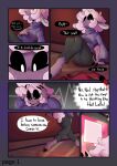  anthro bodily_fluids bovid breasts caprine claws clothed clothing comic death demon detailed_background dialogue female fluffy fluffy_tail fur hair hazbin_hotel hi_res mammal purple_body purple_fur purple_hair sheep sheep_demon_(hazbin_hotel) solo speech_bubble sweat teeth whiteartblood 