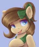  2017 absurd_res accessory ardail blue_eyes bow brown_hair equid equine eyebrows fan_character female hair hair_accessory hair_bow hair_ribbon hasbro hi_res horse mammal mocha_latte my_little_pony open_mouth pony portrait raised_eyebrow ribbons solo unguligrade_legs 