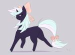  2018 ambiguous_gender equid equine female_(lore) grey_background hair hooves horn mammal ribbons simple_background smile solo tail_ribbon trololohstuffs unguligrade_legs unicorn white_hair 