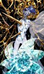  2others absurdres androgynous bangs black_background blue_hair crystal_hair dripping dual_persona fuji_den_fujiko gold golden_arms green_hair highres houseki_no_kuni multiple_others other_focus phosphophyllite phosphophyllite_(ll) short_hair simple_background solo_focus sparkle spoilers white_eyes 