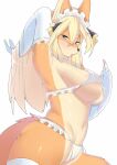  2021 anthro big_breasts blush bodily_fluids breasts butt canid canine clothing faeki faeki_(character) female fox genital_fluids hi_res legwear looking_at_viewer mammal nipple_outline pussy_juice saliva simple_background solo underwear white_background 