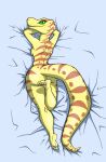  absurd_res anthro ball_python barefoot breasts butt dakimakura_style elsie_adler_(character) feet female green_eyes hi_res lying non-mammal_breasts nude on_front plantigrade pokey_mcpwicklepants pupils python python_(genus) reptile resting_on_arms scales scalie side_boob slit_pupils snake soles solo stripes yellow_body yellow_scales 