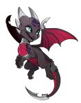  activision better_version_at_source black_body black_scales blue_eyes claws collar cynder dragon female feral flying hi_res horn looking_back open_mouth s-dragoness scales simple_background solo spyro_the_dragon tail_blade video_games white_background wings 