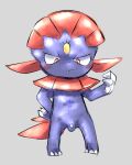  anthro balls black_body black_fur blush claws doneru flaccid fur genitals hi_res male nintendo penis pok&eacute;mon pok&eacute;mon_(species) small_penis solo standing video_games weavile yellow_eyes young 