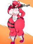  2021 animal_humanoid anthro big_breasts boots breasts clothing covered_nipples cuddle_team_leader epic_games fan_character female footwear fortnite fur genitals gun holding_gun holding_object holding_weapon humanoid logo mammal mammal_humanoid naturally_censored nintendo nipple_tuft omegabrawl pussy ranged_weapon red_body red_fur shoes shotgun signature solo super_smash_bros. text thick_thighs tuft ursid ursid_humanoid video_games weapon 