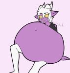  animated belly big_belly clothed clothing demon digital_media_(artwork) hair horn humanoid hyper hyper_belly imp loop male male_pred not_furry open_mouth purple_body purple_skin rifykoh simple_background size_difference solo topwear vore white_hair yellow_sclera 