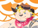  2021 anthro babe_bunyan biped blue_eyes bovid bovine cattle clothing cowboy_hat haoming hat headgear headwear hi_res kemono male mammal portrait solo tokyo_afterschool_summoners video_games 