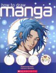  1boy artist_name bangs blue-haired_boy_(how_to_draw_manga) blue_background blue_eyes blue_hair blue_theme closed_mouth commentary cover cover_page derivative_work english_commentary english_text face forehead hair_intakes happy highres how_to_draw_manga jpeg_artifacts karma_(mafurakos) long_hair looking_to_the_side male_focus ponytail shirt sidelocks signature smile solo_focus tied_hair twitter_username white_shirt 