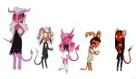  2021 accessory age_difference belt big_ears black_bottomwear black_clothing black_hair black_pants black_pupils black_skirt black_suit boots bottomwear bovid brown_hair caprine caprine_demon child clothing curved_horn cute_face cute_fangs demon demon_humanoid ear_piercing ear_ring eyewear fangs female floppy_ears food footwear glasses goth group hair hair_accessory hairband happy helluva_boss hi_res hooves horn humanoid imp male mammal monster mrs._mayberry_(vivzmind) pants piercing pink_boots pink_bottomwear pink_clothing pink_eyes pink_footwear pink_hair pink_skirt punk pupils red_body red_clothing red_eyes red_jewel red_sclera red_shirt red_skin red_topwear sandwich_(food) segmented_horn sharp_teeth shirt skirt skull_head slit_pupils small_wings smile smiling_at_viewer spade_tail spiral_horn stick succubus suit tank_top teacher teeth topwear torn_bottomwear torn_clothing torn_pants torn_skirt unknown_artist white_hair white_pupils wings yellow_sclera young 