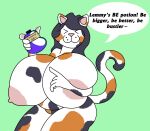  anonymous_artist anthro areola belly big_breasts breast_expansion breasts butt calico_cat domestic_cat expansion felid feline felis female fur growth hair harla huge_breasts hyper hyper_breasts looking_at_viewer mammal mottled nipples nude overweight piebald pose potion simple_background smile solo thick_thighs 