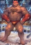  2021 abs absurd_res anthro biceps body_hair bottomwear chest_hair clothed clothing detailed_background digital_media_(artwork) facial_hair fur hi_res male mammal mask muscular muscular_anthro muscular_male nipples outside pecs physen topless ursid wrestling 