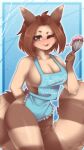  9:16 anthro apron apron_only baking clothing cupid_dissolvi female frosting furret hi_res kitchen_utensils mostly_nude nintendo one_eye_closed pok&eacute;mon pok&eacute;mon_(species) solo tools video_games whisk wink yammy_charge 
