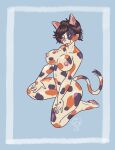  amber_eyes anthro big_breasts breasts calico_cat domestic_cat feet felid feline felis female fur hair harla hi_res looking_at_viewer mammal mottled nipples nude pawpads piebald pinup pose rawnchyrancher simple_background smile smirk solo thick_thighs toes tongue tongue_out wide_hips 