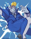  2017 4:5 absurd_res anthro beard biped diving_suit eyewear facial_hair facial_markings goggles goggles_on_head grey_body grey_skin head_markings hi_res king_twitchus male mammal marine markings my_hero_academia pecs pinniped seal selkie_(my_hero_academia) signature solo spots spotted_body spotted_seal spotted_skin superhero whiskers 