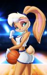  absurd_res anthro basketball bottomwear breasts butt clothing female hi_res lagomorph leporid lola_bunny looney_tunes lordyupi mammal rabbit shorts side_boob solo space_jam space_jam:_a_new_legacy warner_brothers 