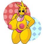  1:1 animal_humanoid animatronic anthro avian avian_humanoid bib big_breasts big_nipples bird breasts chicken dark_sclera digital_drawing_(artwork) digital_media_(artwork) feathers female five_nights_at_freddy&#039;s five_nights_at_freddy&#039;s_2 galliform gallus_(genus) hand_on_hip hi_res humanoid machine metal nipples phasianid pink_nipples potatochip_(artist) robot rosy_cheeks simple_background solo toy_chica_(fnaf) video_games wide_hips yellow_body yellow_feathers 