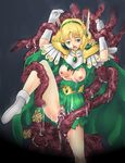  blonde_hair censored green_eyes tentacle torn_clothes 
