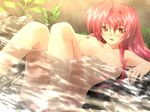  bath blush breasts game_cg ikazuchi_no_senshi_raidy kazuma_muramasa large_breasts long_hair nipples nude raidy red_eyes red_hair solo water 