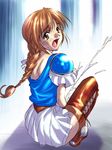  1girl brown_hair cum futanari long_hair masturbation skirt solo sophitia_alexandra soul_calibur soulcalibur_i 