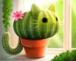  2021 5:4 :&lt; ambiguous_gender cactus cryptid-creations domestic_cat elemental_creature felid feline felis feral flora_fauna flower flower_pot green_body grumpy humor mammal plant pun solo text url visual_pun whiskers window 