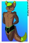  anthro bulge canid canine canis clothing dragov green_clothing happy hi_res kingdraws male mammal solo underwear wolf 