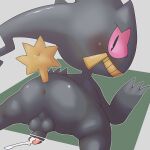  1:1 anthro anus backsack balls banette black_body blush bodily_fluids butt censored cum doneru genital_fluids genitals ghost hi_res male nintendo penis perineum pok&eacute;mon pok&eacute;mon_(species) red_eyes solo spirit video_games zipper zipper_mouth 