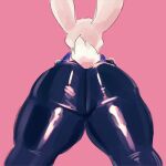  1:1 2021 anthro big_butt butt clothed clothing disney faceless_character faceless_female female fur grey_body grey_fur hi_res huge_butt judy_hopps kiseff lagomorph leporid mammal pink_background rabbit simple_background solo thick_thighs tight_clothing zootopia 