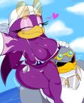  &lt;3 ... 2021 absurd_res albatross anthro avian big_breasts bikini bird blue_eyes breasts clothing duo eyewear_on_head feathers female hi_res hirundinid huge_breasts jinu looking_at_viewer male one_eye_closed oscine passerine procellariiform purple_body purple_feathers sonic_riders sonic_the_hedgehog_(series) storm_the_albatross swallow_(bird) swimwear wave_the_swallow wink 